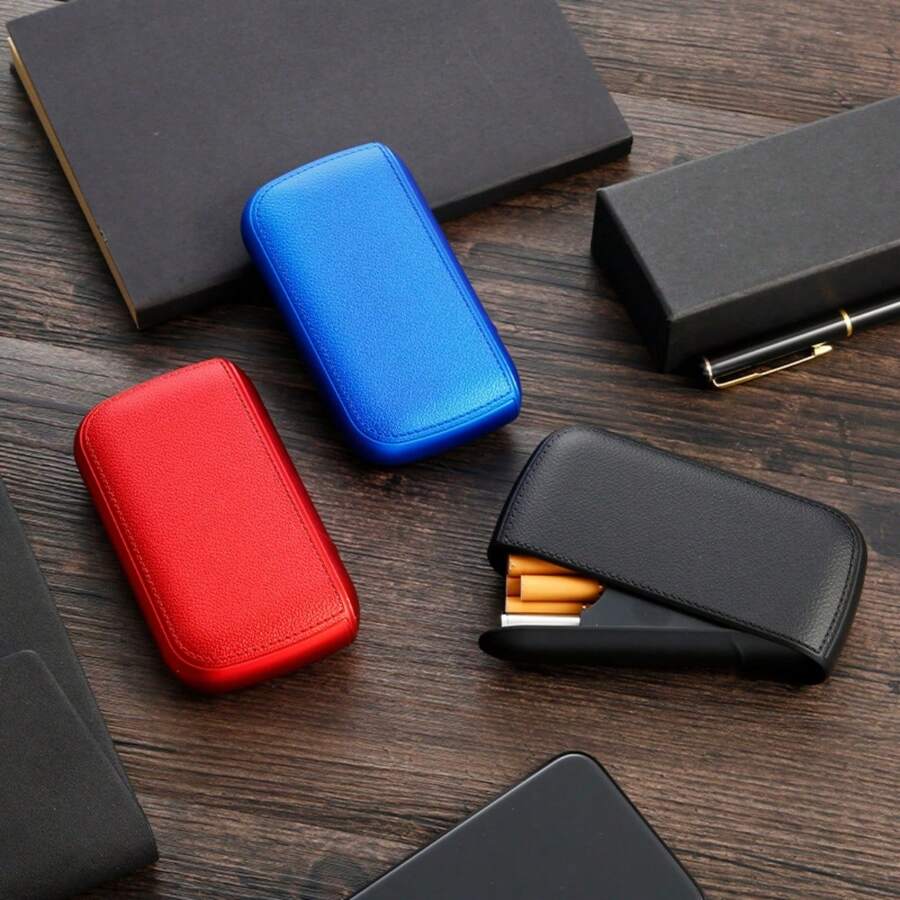 1 pezzo Custodia per sigarette in pelle premium, impermeabile, con 10 scomparti, apertura automatica, a prova di odore e umidità, accessorio per fumatori