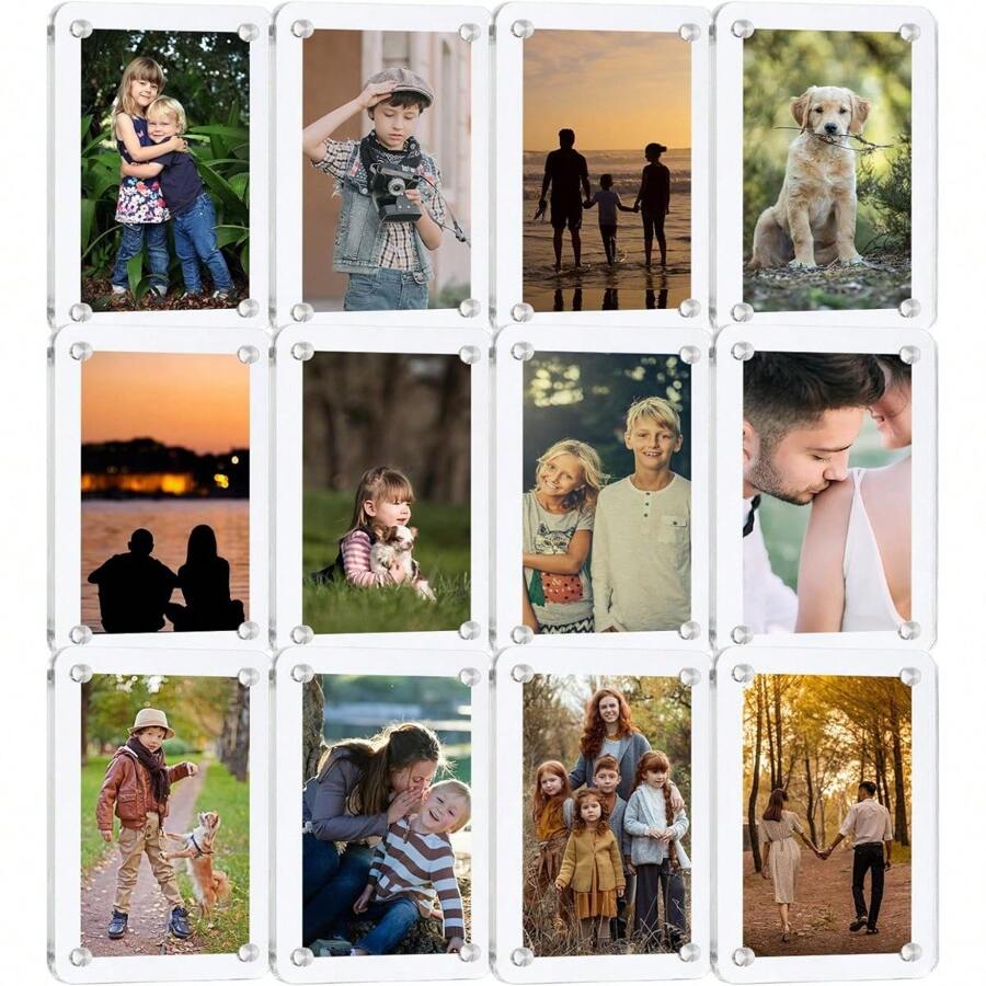 1pc Acrylic Magnetic Refrigerator Photo Frame, Double-Sided Fridge Magnetic Frame Clear Display, Decor For Home Use