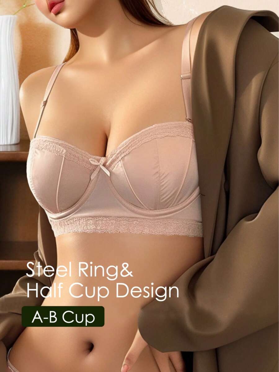 Sujetador push-up con copa fina talla AB para pechos pequeños, previene el caído, sujetador con encaje liso y sexy, lencería