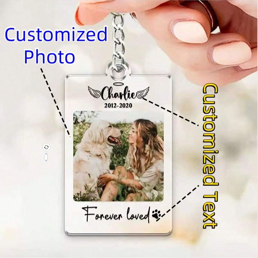 1 pièce Porte-clés photo de compagnie domestique personnalisé - Cadre photo en acrylique personnalisé pour chien et chat - Cadeau commémoratif parfait pour les propriétaires d'animaux de compagnie