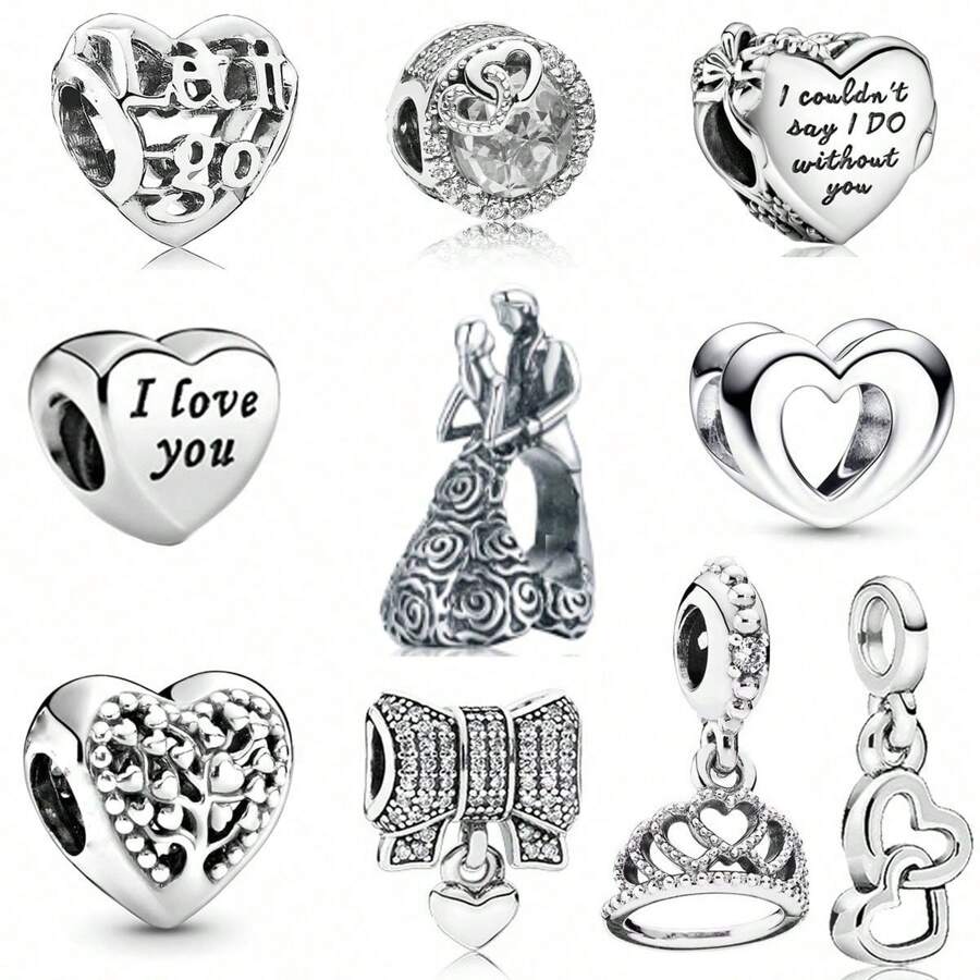 1 Pc Silver Lovely Delicate Romantic Love Kiss Hug Love Rose Valentine's Day Romantic Witness Gift Love Send Charm Fit Original Bracelet Charm Women's Black Enamel Craft Jewelry Gift