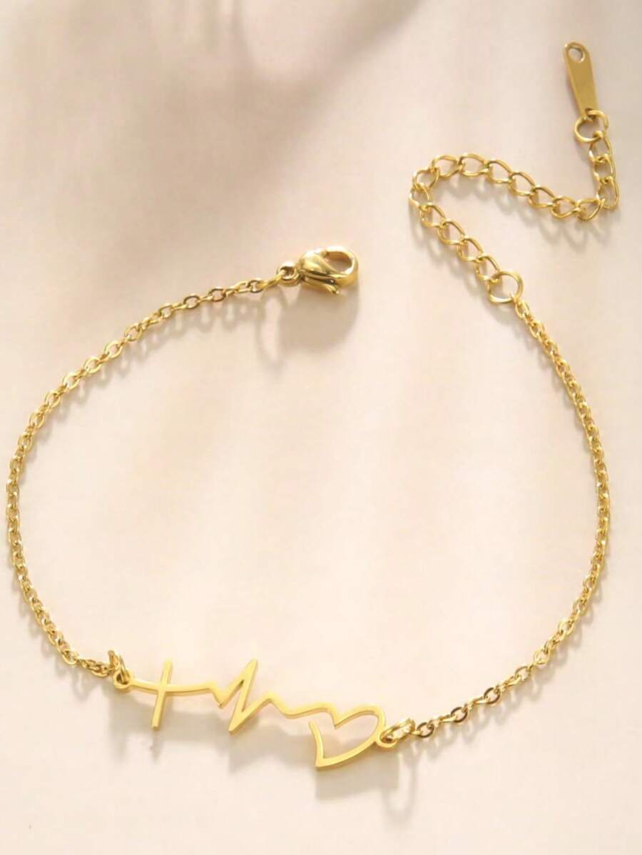 1pc Hartvormige Magnetische Roestvrijstalen Armband, Vintage Ketting Stijl Cadeau Voor Vriendin