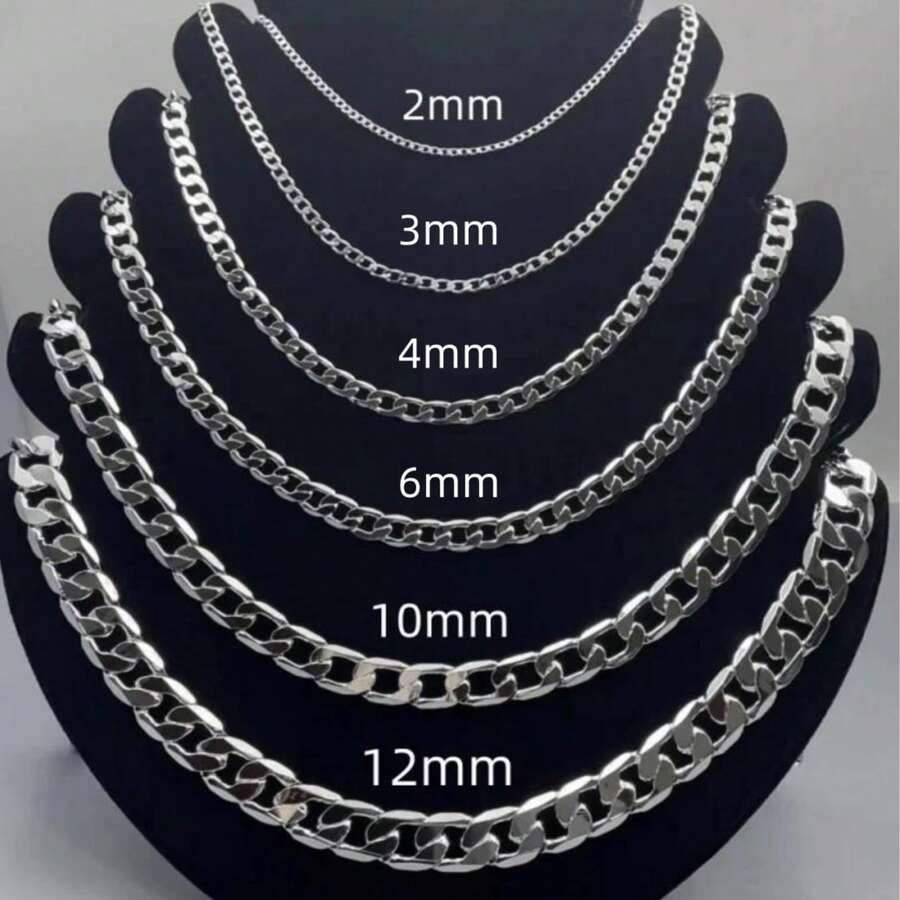 Collar de cadena de plata de ley 925 para hombre, longitud de 40-75cm, con cierre de langosta, regalo para compromiso y aniversario