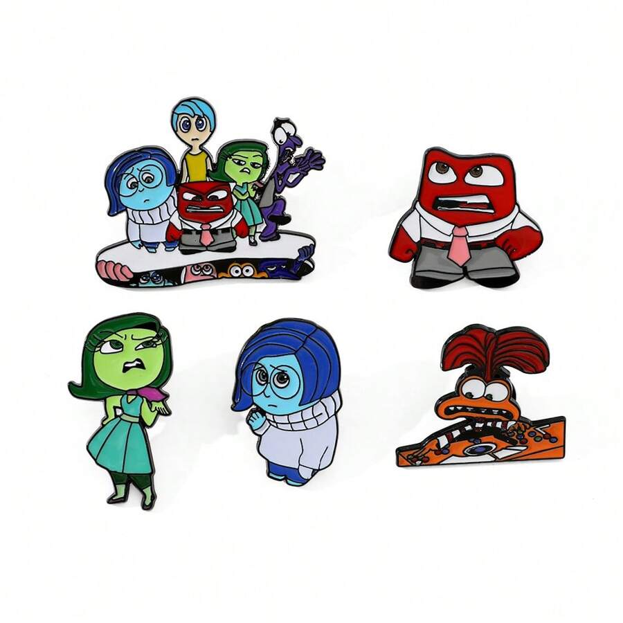 1/5 Pcs Cartoon Brooch Set Personalized Emotion Character Enamel Pin Backpack Clothing Jewelry Metal Badge Accessories A Gift For Friends
