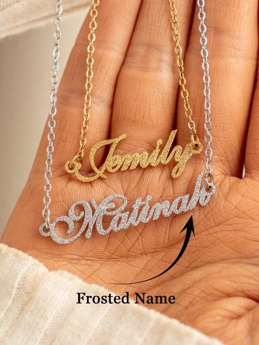 Custom Name Matte Finish Necklace,Personalized Silvery Gold Color Name Necklace, Simple Name Plate Necklace,Personalized Jewelry,Anniversary Gifts ,Easter Gifts,Birthday Gift For Her