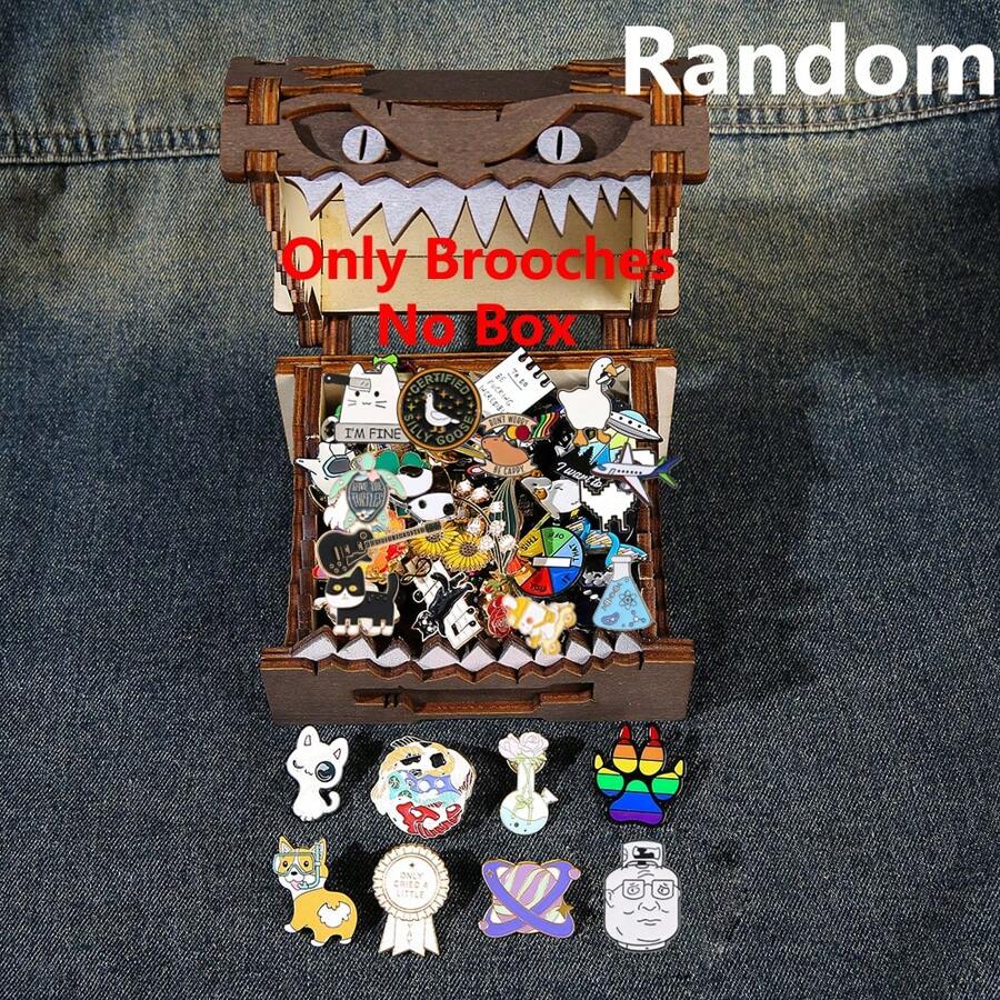 Set Of 20/50/100 Random Cartoon Animal Letter Metal Badges, Fun Flower & Character Brooch Pins For Bags/Shoes Decor