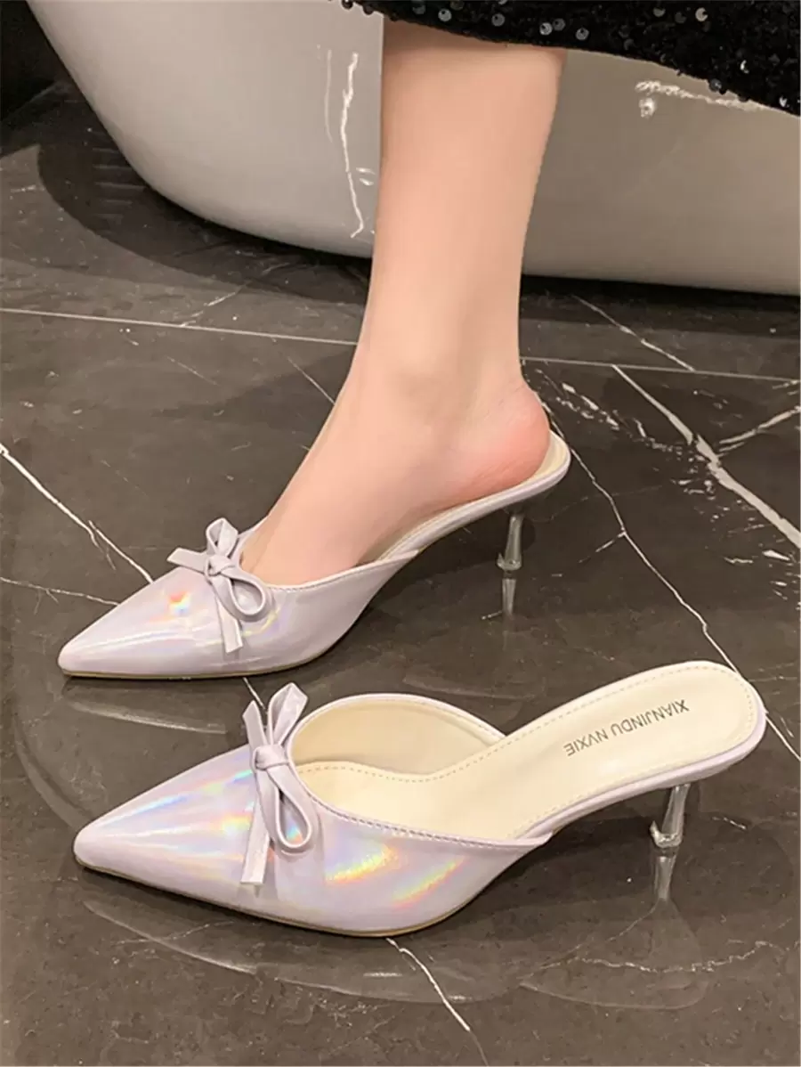 2025 Spring New Rubber Closed Toe High Heel Mule Slides For Women