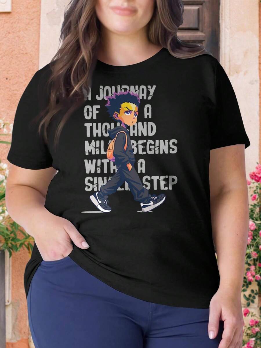 Anime Boy Walking Boondocks Huey Freeman Inspirational Quote Oversize Women T-Shirt For Women (Oversize)