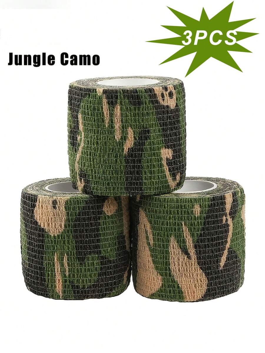 3pcs Multi-Purpose Self-Adhesive Waterproof Camouflage Stickers, Bicycle Anti-Scratch Tape, Multi-Purpose Waterproof Camouflage Tape, Reusable Self-Adhesive Elastic Wrap Bandage, Suitable For Outdoor Gear, Fitness Protection, Outdoor Sports Tools Wrapping