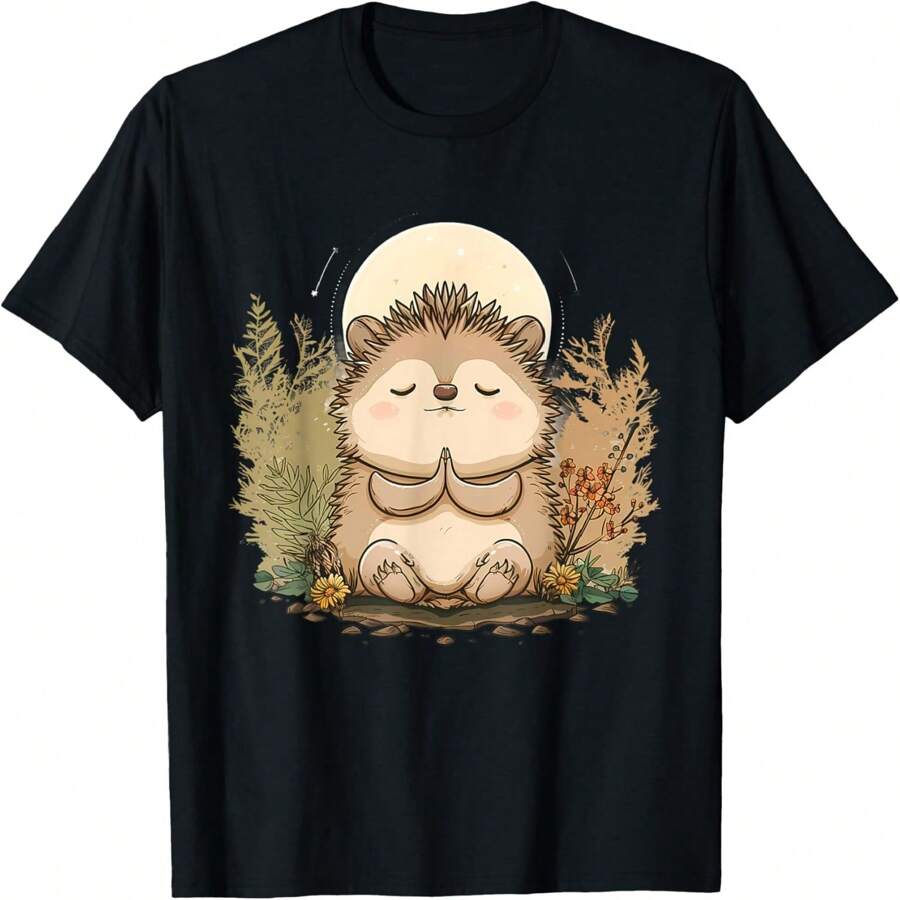 Meditation Hedgehog Buddhist Zen Buddha Yoga Spiritual T-Shirt