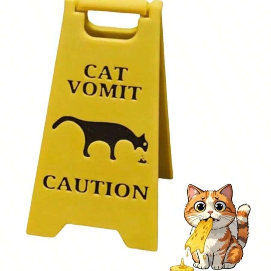 1 pieza de señal divertida de gato vomitando, señal de advertencia de vómito de gato, señales de advertencia de vómito divertidas, regalos de broma lindos, decoración de escritorio novedosa impresa en 3D adecuada para el hogar, el exterior, la oficina y el aula, el mejor regalo para familiares y amigos