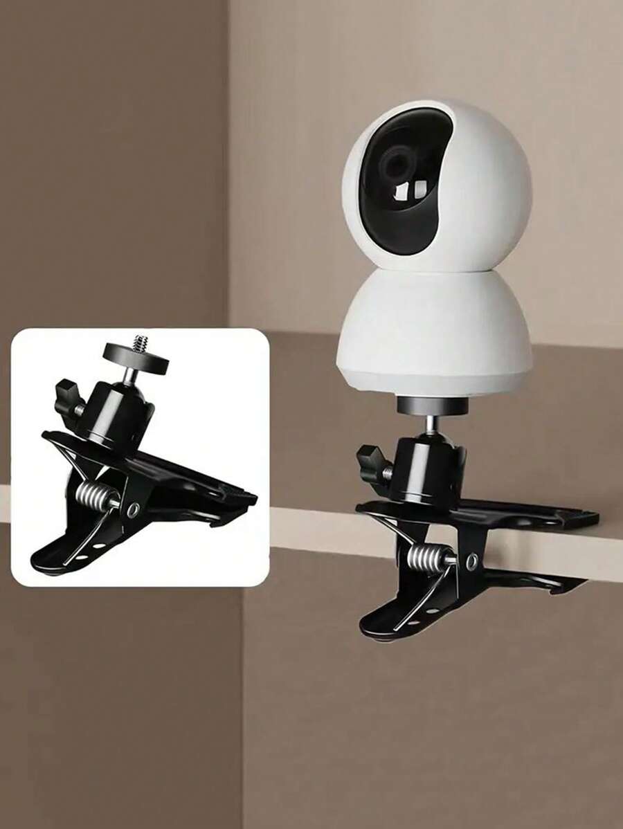 1 pieza Pinza ajustable para cámara de plástico ABS negro con cabezal giratorio de 360° y abrazadera de resorte, apta para cámaras y cámaras de acción