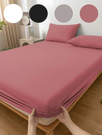 1 Stück einfarbiges Bettlaken, Spannbettlaken, Bettwäsche, Matratzenauflage, Matratzenauflage mit tiefer Tasche für Betten, weich und atmungsaktiv, Heimdekoration, Bettwäsche-Zubehör, einfacher Stil, perfekte Passform für Einzelbett, Doppelbett, Kingsize, Queensize, für alle Jahreszeiten geeignet, maschinenwaschbar, staubdicht Tagesdecke, staubdicht rutschfest, Kopfkissen und Kissenbezug nicht enthalten, Unabhängigkeitstag, Bettwäsche-Geschenke