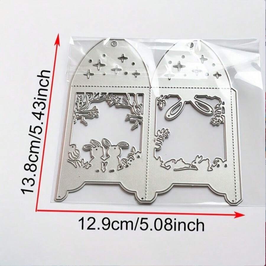 1pc A Cutting Die For Making Easter Bunny Egg Lantern Box Golden Is Used For Decorating Albums, Scrapbooks, And DIY Paper Cards.