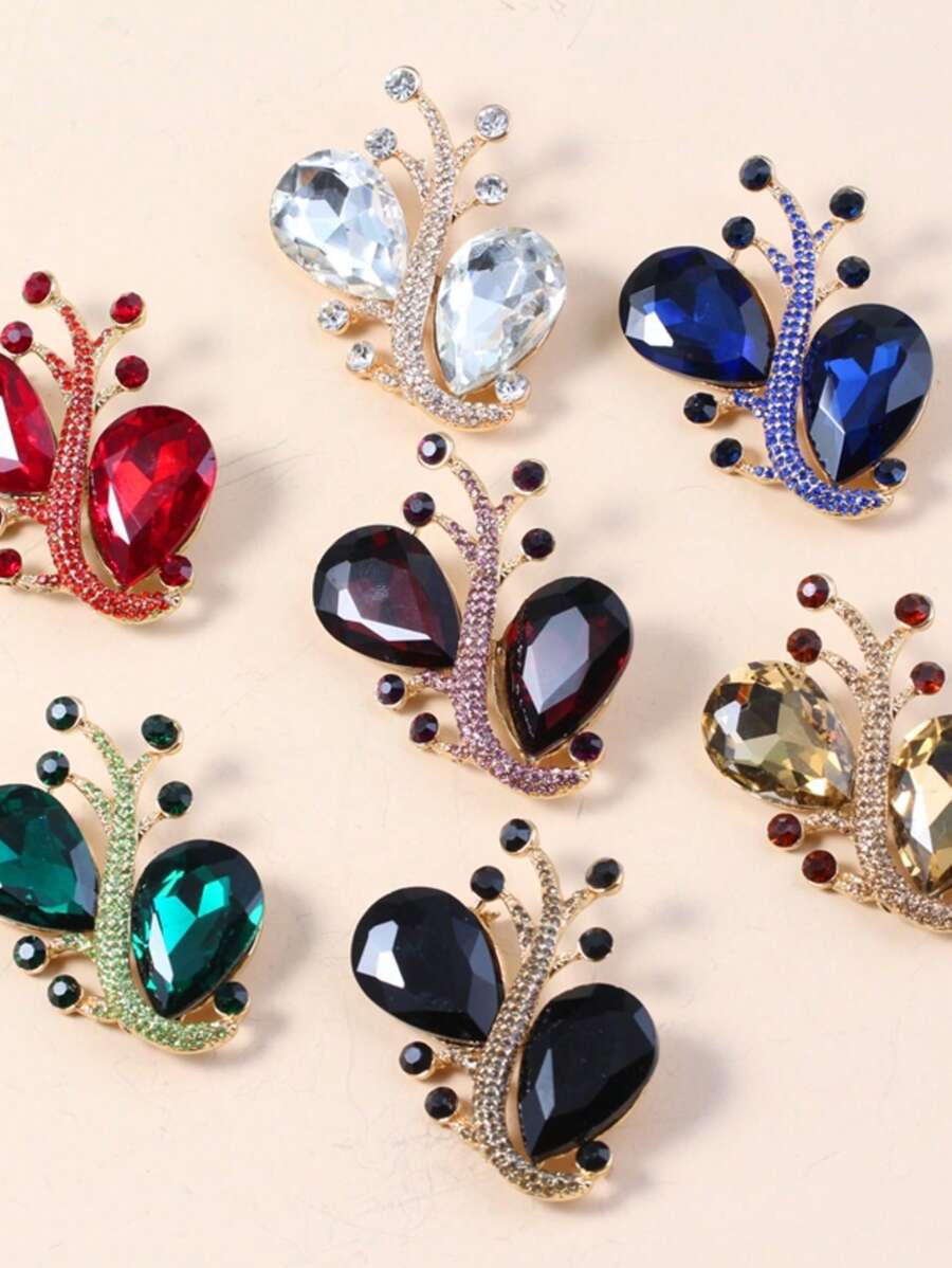 1pc Creative Fashion Jewelry Crystal Hollow Corn Brooch, Elegant Accessory