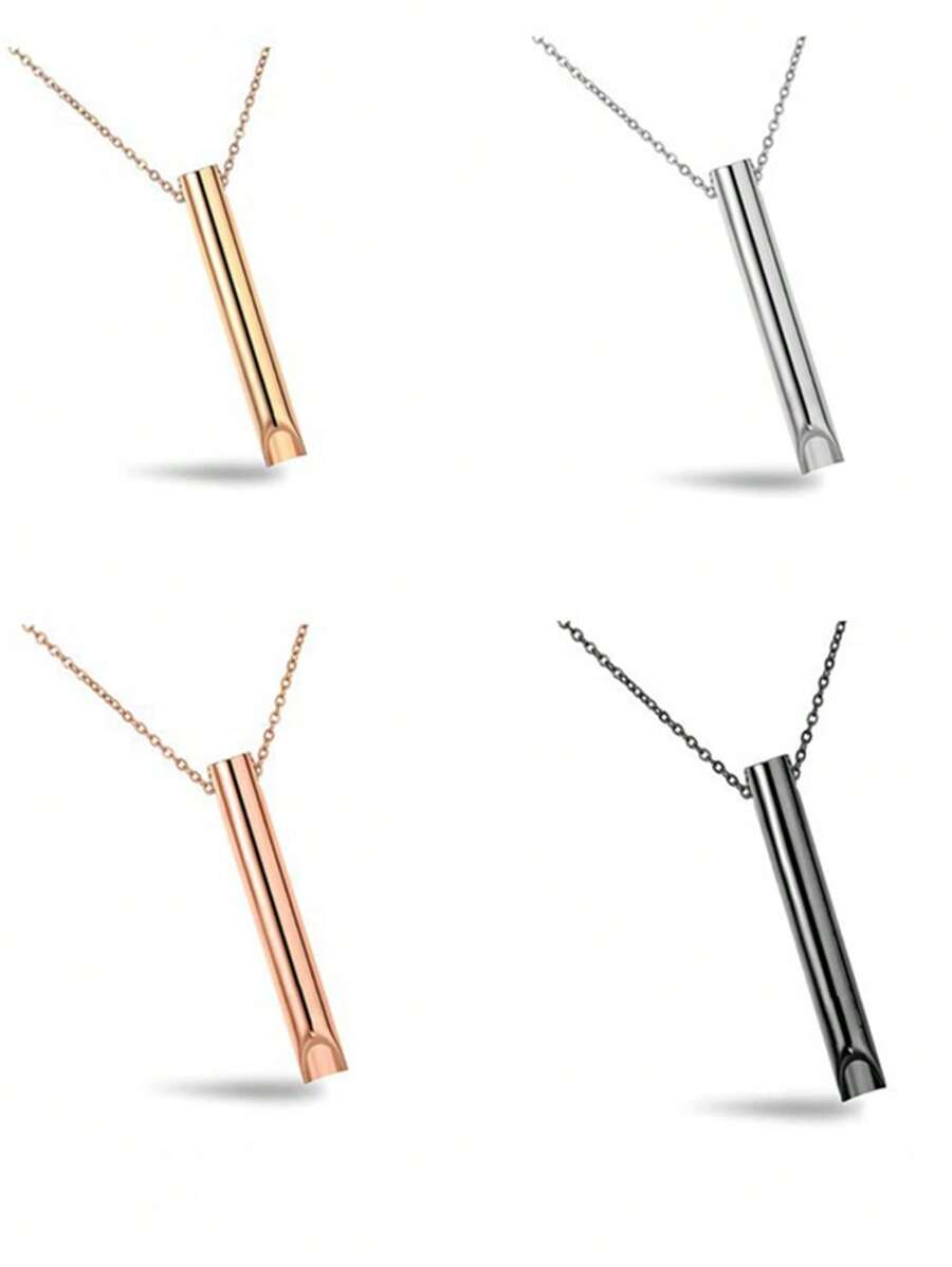 1pc Stainless Steel Breathe Adjustable Necklace Pendant, Unique Stress Relief Gift For Him/Her