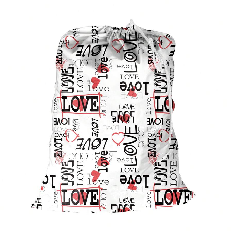 1pc Oxford Fabric Laundry Storage Bag, 19.7 Inch X 27.6 Inch / 50 X 70cm, Highly ,Toys Dirty Clothes Bag, Valentine's Day Bag, Draw-Cord With Cord-Lock, Machine Washable And Reusable
