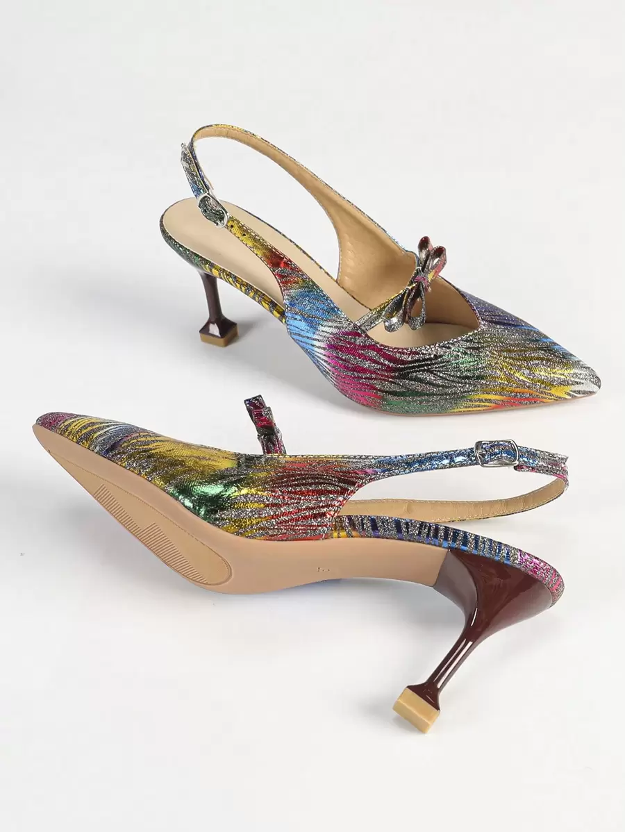 Sandalias de tacón alto con punta en pico y lazo para mujer, zapatos de tacón y sexy de estilo vintage, elegantes y de fiesta, en varios colores para el verano