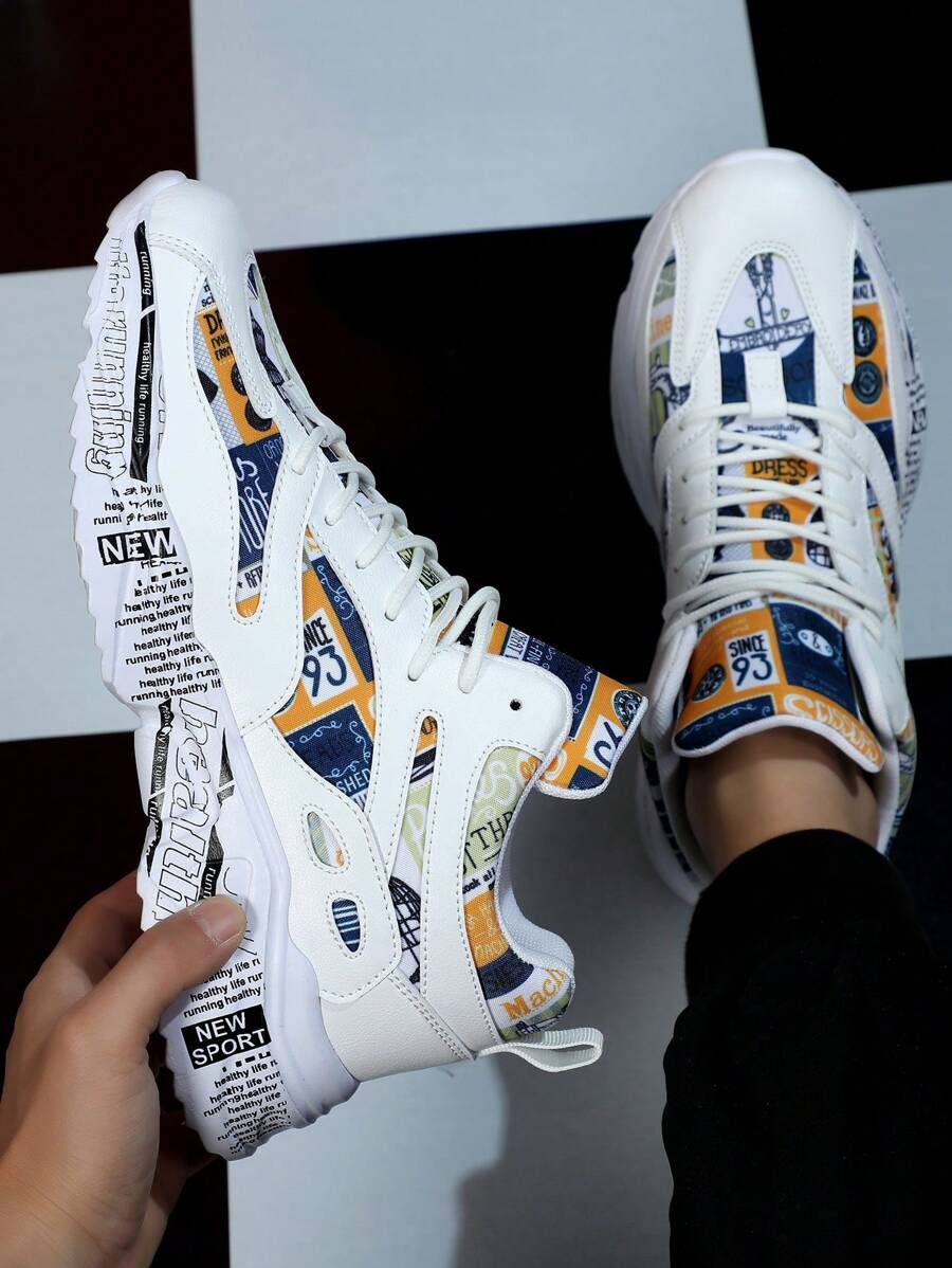 Men's New Soft Sole Low-Top Canvas Breathable Round Toe Lace-Up Casual Fashion Sneakers, Patchwork Color Block Design, Versatile For Teen/Youth Casual, Outdoor, Athletic, Travel, Graduation Gifts, Birthday Dress Accessories