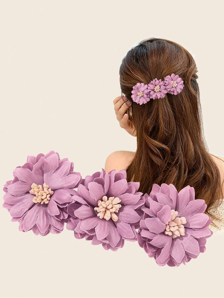 1 pieza Clip para el cabello de estilo bohemio con flor artificial, accesorio natural adecuado para viajar, usar en vacaciones, accesorios para el cabello, pasadores para el cabello, pinzas para el cabello