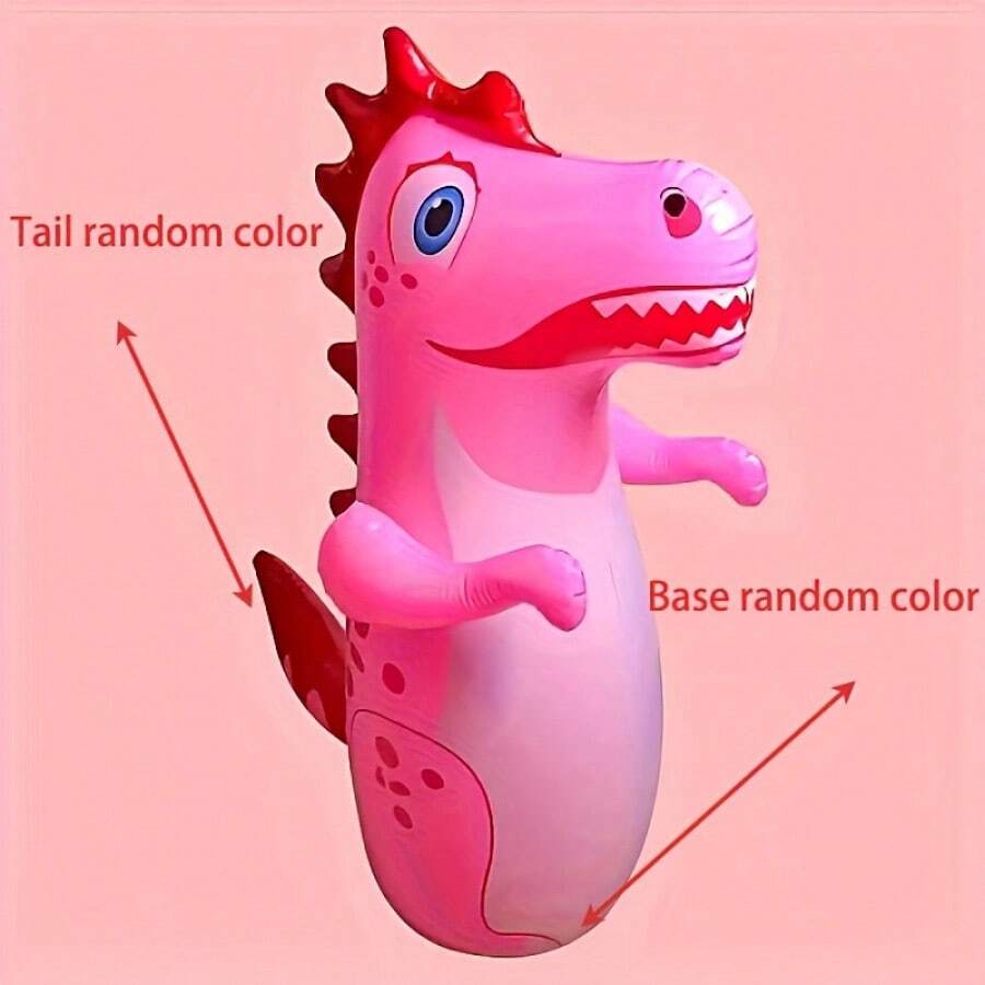 1 Piece Kids Dinosaur Inflatable Boxing Bag - Durable PVC, Outdoor Sports And Fun, Suitable For Ages 3-6, Yellow, Green, Rose Red, Dinosaur Toys Available