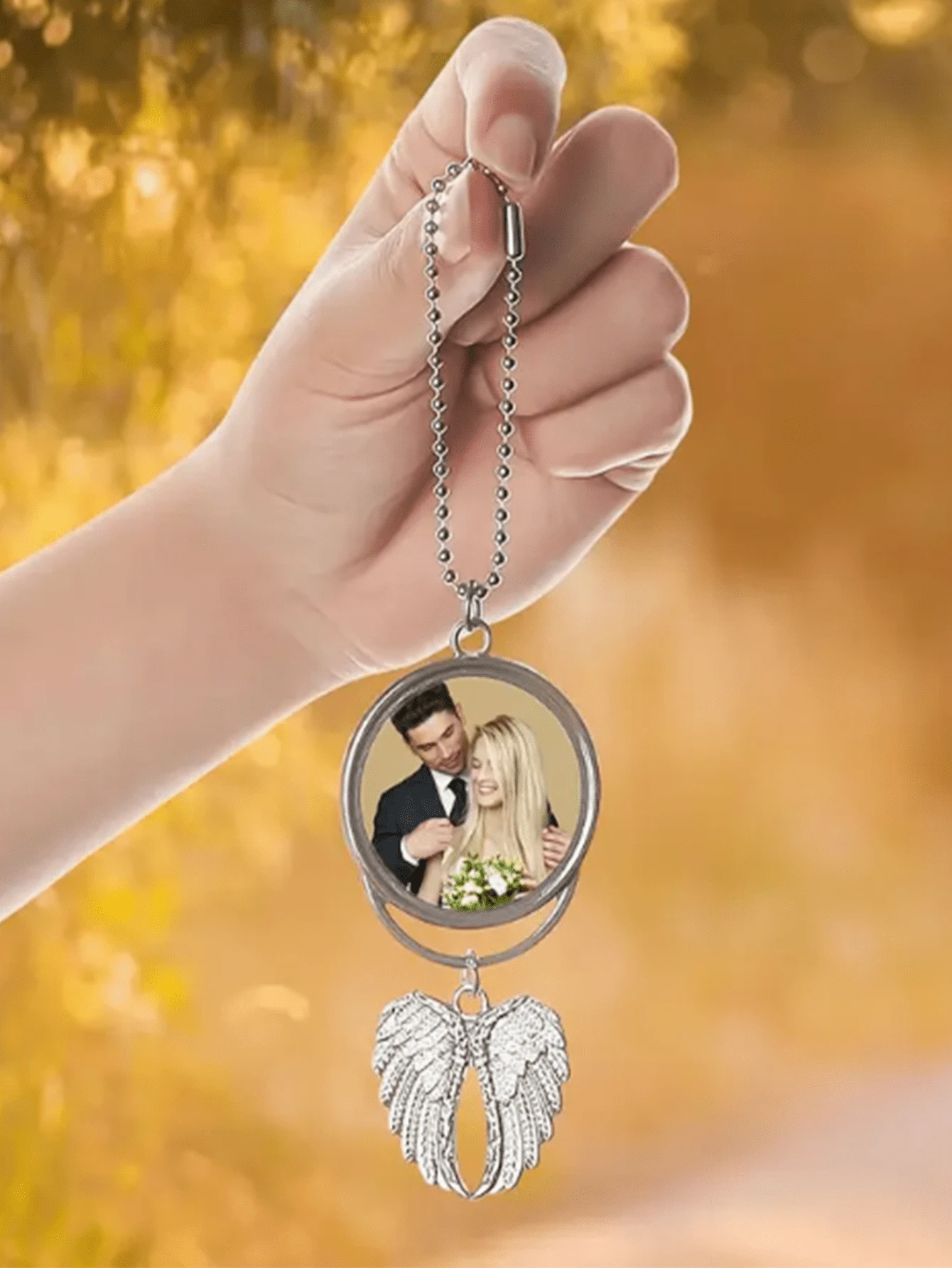10-Pack Alloy Angel Wings Car Hanging Ornaments - Joiit Uncharged Sublimation Pendant Blanks, Heat Transfer Keychain Tags For Personalized Memorial Gifts