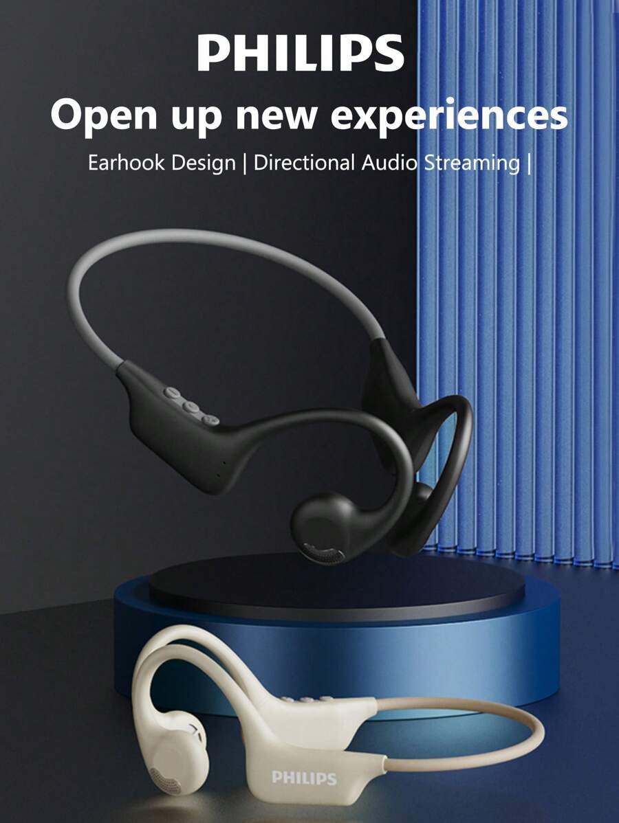 PHILIPS Casque Bluetooth PHILIPS TAA1708, crochet d'oreille son ambiophonique HIFI, audio directionnel, pour sport, course à pied, cyclisme, longue durée de vie de la batterie, annulation du bruit, appel, musique, jeux, casque sans fil à écouteurs ouverts, compatible avec les smartphones et les ordinateurs