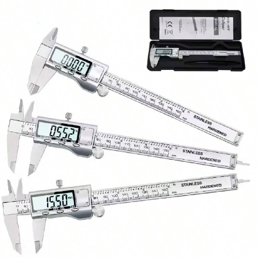 Paquímetro Digital Eletrônico de Aço Inoxidável de 6 Polegadas / 150mm, Micrômetro de Metal de Medição