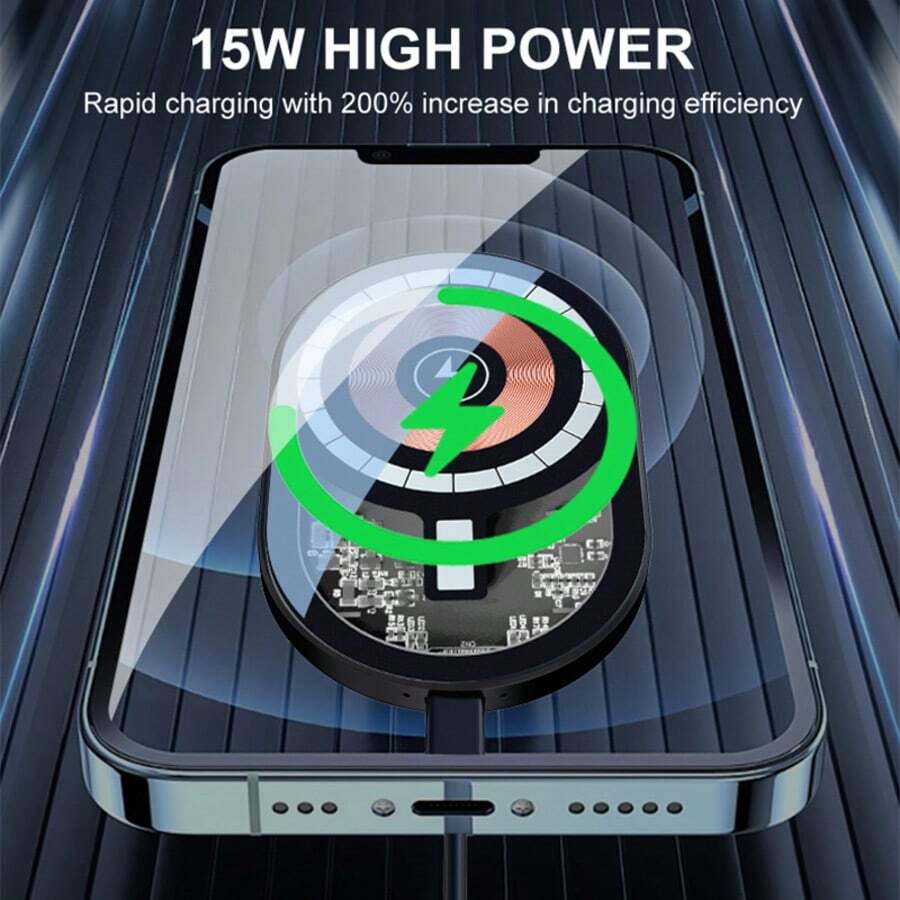 Cargador inalámbrico magnético para automóvil de 15W (Máx) de carga rápida, con potente atracción magnética, específicamente compatible con las series iPhone 16/15/14/13/12, un imprescindible para conductores