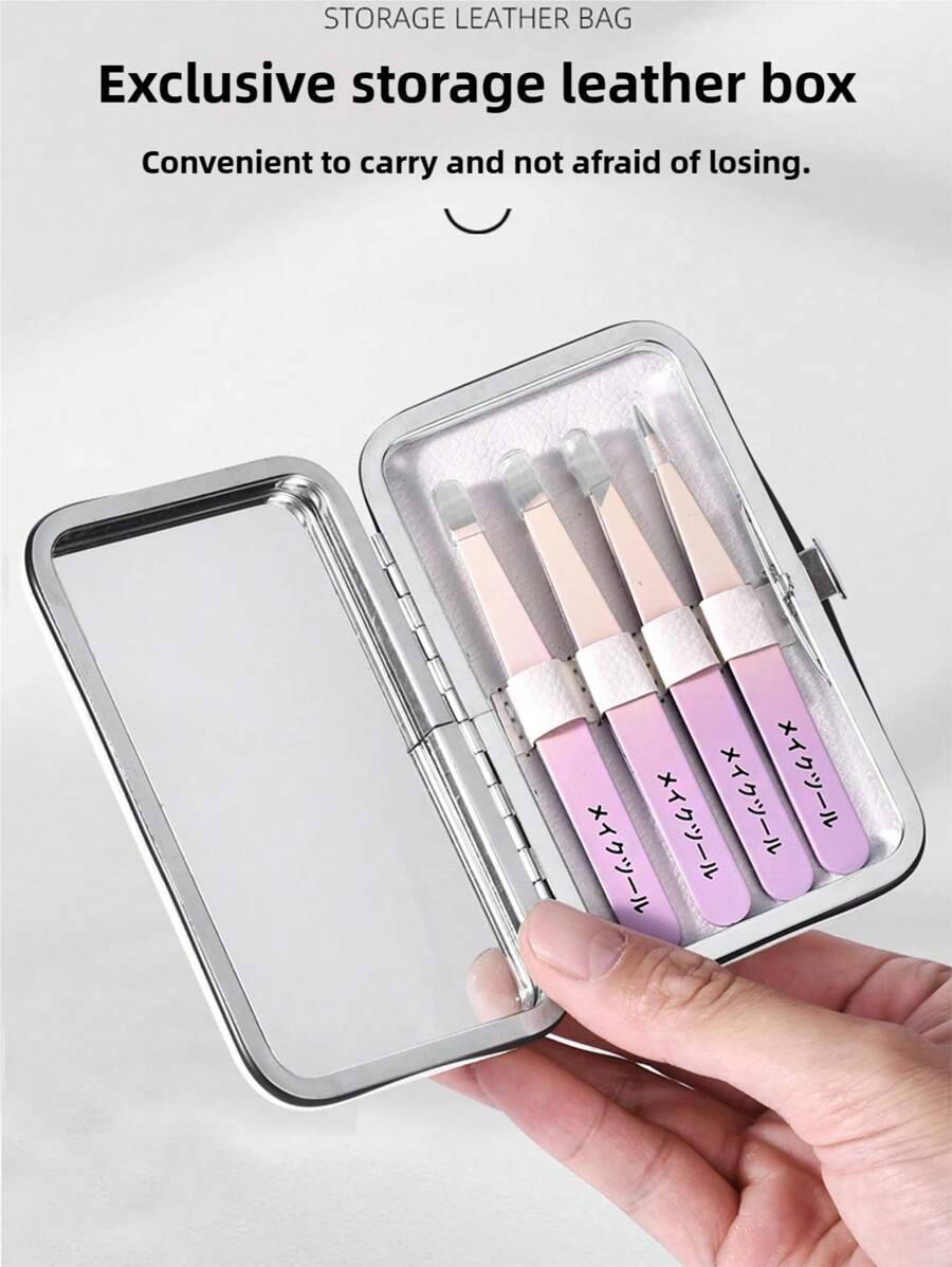 Ensemble cadeau de pinces en acier inoxydable de précision avec miroir: pour retirer les sourcils, les poils du visage, les cheveux de bandage et les points noirs - Avec des embouts biseautés et inclinés.