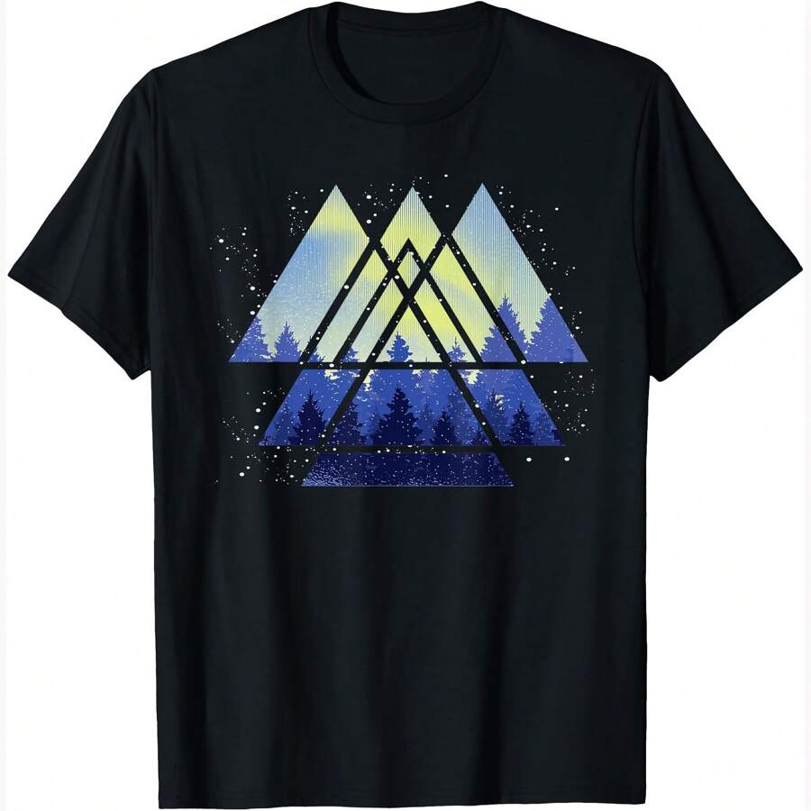 Geometric Triangle Outdoor Trees Forest Wildlife Nature T-Shirt