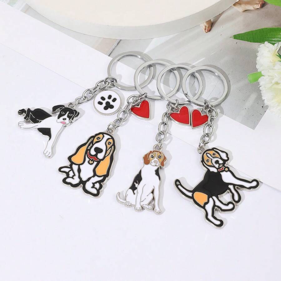 1pc Metal Basset Hound Keychain Dog Keychains For Women Bag Charm Trinket Men Car Key Ring Key Chain Jewelry Gift Animal Charm Car Accessories Backpack For School