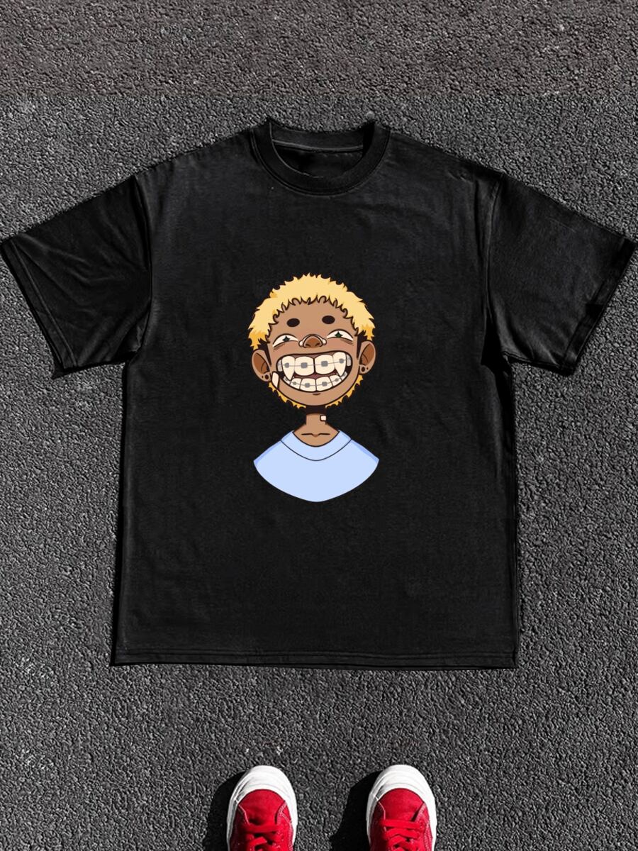 Camiseta cómoda y suave con estampado que muestra a un niño rubio sonriendo con los dientes, camisetas para hombres, camiseta de manga corta casual (Camiseta Payeah de algodón pesado de 220g)