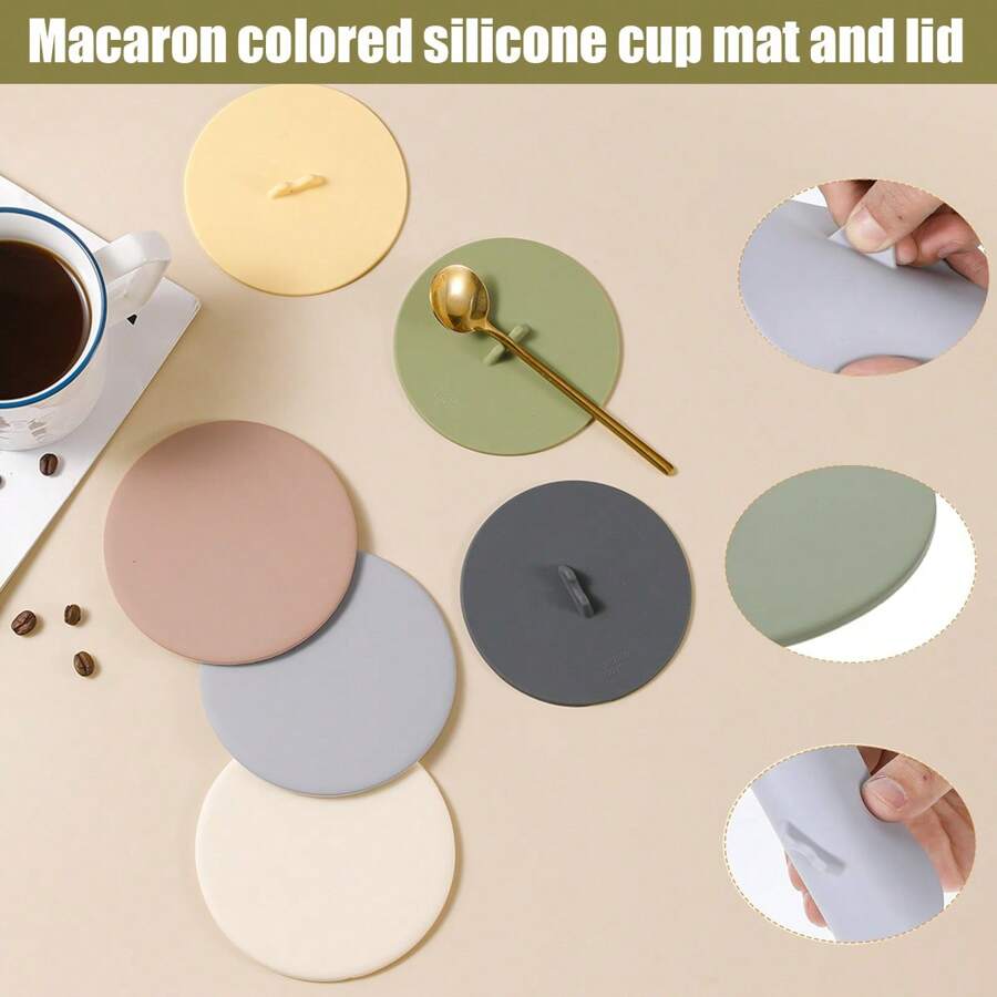 1/2/6pcs Macaron Colored Silicone Cup Lid - Heat-Resistant, Dustproof, Food Safe Circular Lid, Suitable For Tea And Water Cups, Very Suitable For Household Use