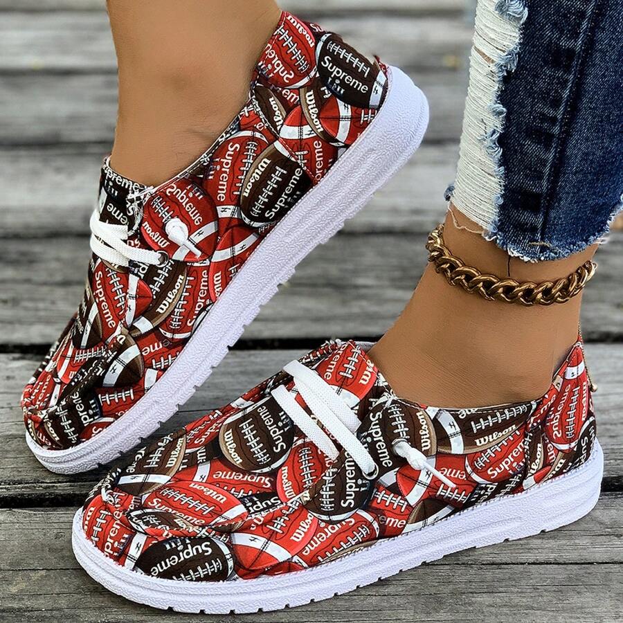 1 paire de chaussures plates confortables et légères en canevas à bout rond antidérapantes pour femmes