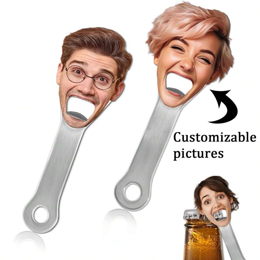 Custom Bottle Opener Personalized Bottle Opener Picture Face Beer Bottle Opener Funny For Adults Kitchen Restaurant Bar Party Wedding Decorate Gifts, Gift For Father