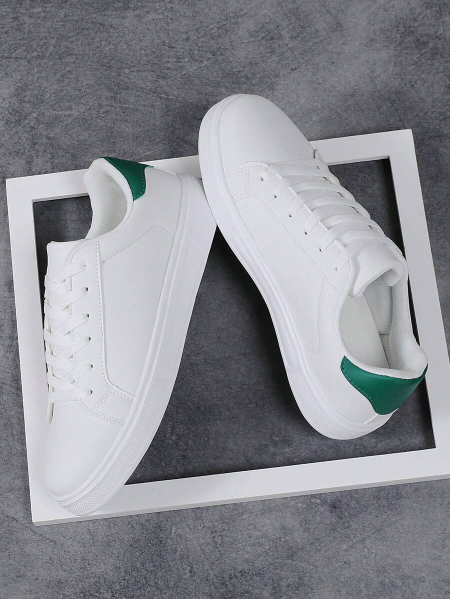 Men's Fashion Casual Slip-On Loafers, Korean Style, White Leather Sneakers, Suitable For Students And Plus Size