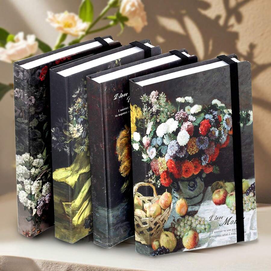 1Pc, 100Pages,A5, Vintage Oil Painting Sketchbook-Monet Art, Bandage Sketchbook,250gsm,Thick Watercolor Sketchbook,Impressionist Flower, Marker Pen Sketchbook, On-The-Go Travel Journal, Hard Cover Thickened Notebook, Hand-Painted Journal, Drawing Supplies, Paper For Artists,Perfect Gift,Mother's Day,Mom's Gift,Back To School,School Supplies
