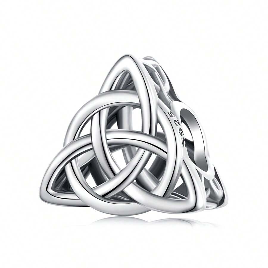 WOSTU 1 Stück 925 Sterling Silber Keltischer Knoten Herz-förmiger Charm, Glücksbringer Keltischer Knoten Perlen, geeignet für DIY Armbänder, vintage Charms Edel-Schmuck