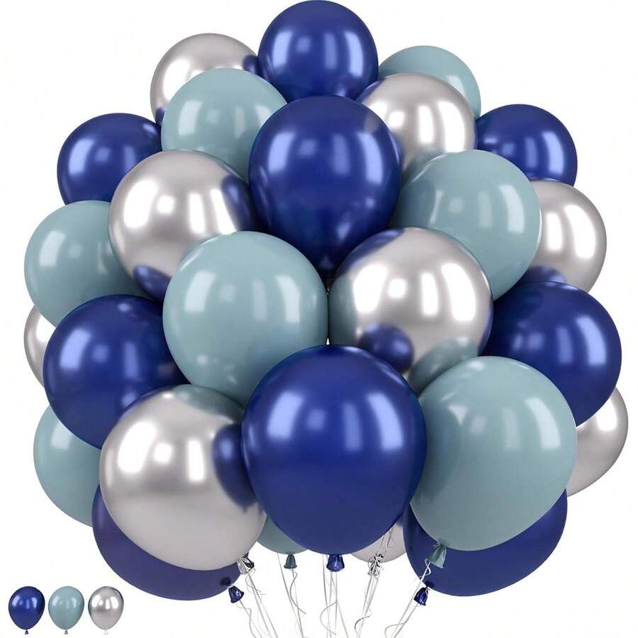 30 ballons en latex gris argenté et bleu, convenant pour les anniversaires bohèmes, baby showers, mariages, mariées, douches, anniversaires, décorations de remise de diplômes, Pâques et autres décorations de fête