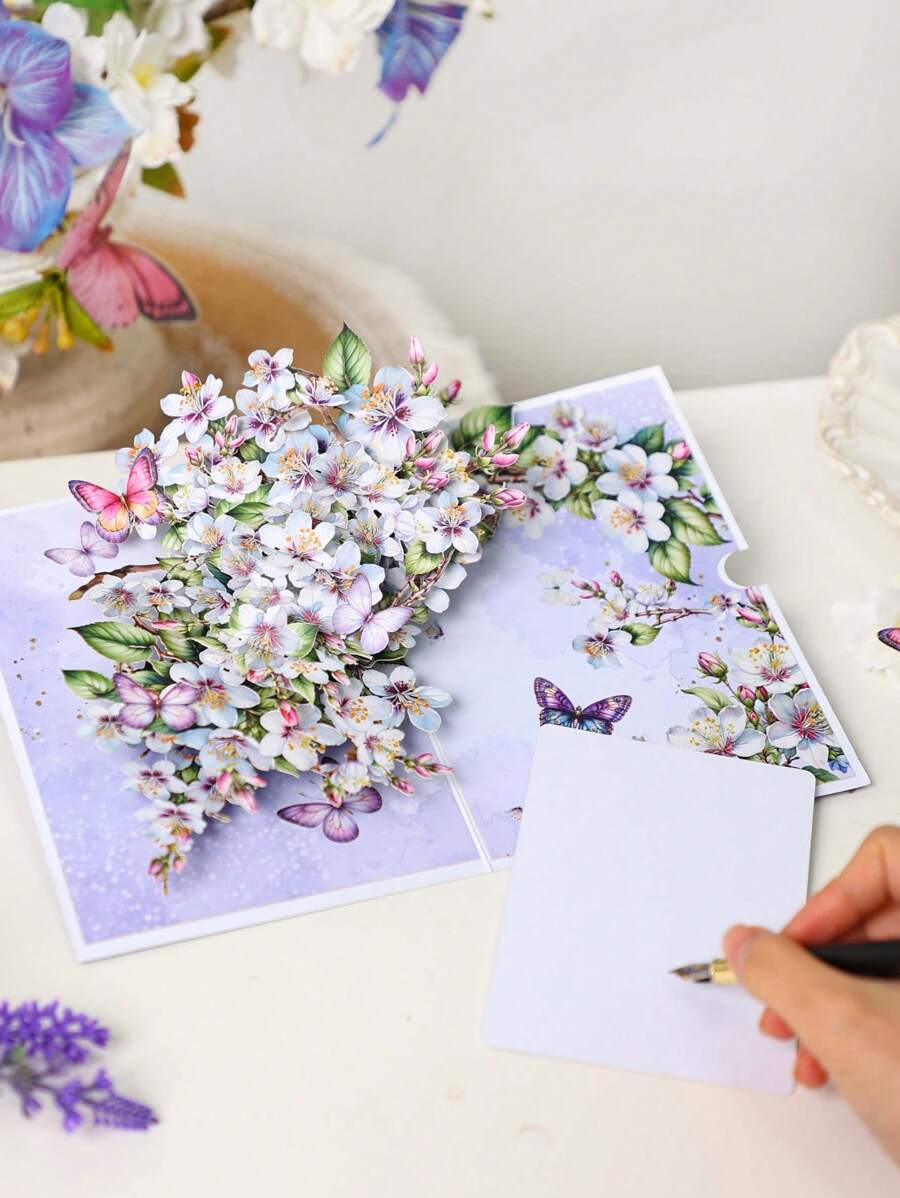 1 Pop-Up Greeting Card, Tulips, Poinsettia Flowers, Magnolia, Orchids, Apple Blossoms, Small Daisies, Suitable For Valentine's Day, Mother's Day, Birthdays, Anniversaries. Surprise Gift For Friends, Gift For Lovers, Gift For Girlfriend, Gift For Mother, Birthday Card, Flower Card