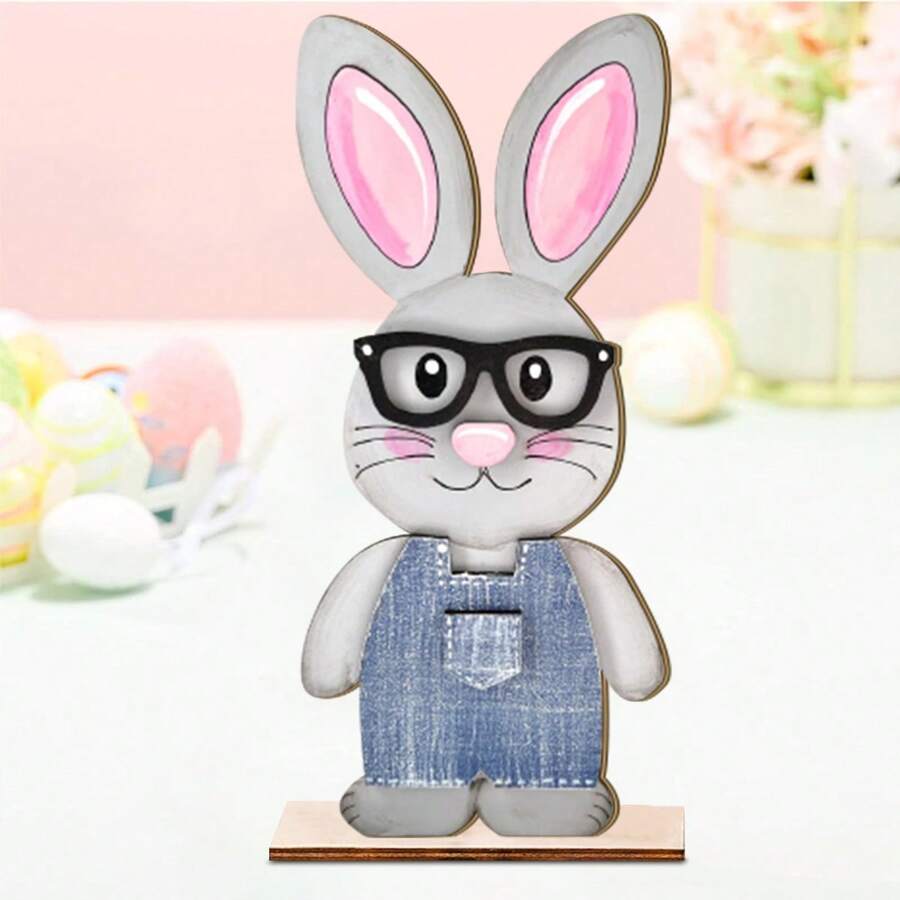 1 Set Easter Bunny Decorations Sign Wooden Tabletop Sign Spring Easter Bunny Carrot Decorations Tabletop Decor Rustic Rabbit Bunny Easter Theme Party Decor For Spring Farmhouse Table Centerpiece Decor Tiered Tray Decor Gifts Birthday Graduation