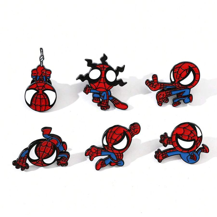 Disney 1/6 szt. Zestaw broszek z postaciami z kreskówek Spersonalizowany do góry nogami Spider-Man Emalia Pin Plecak Odzież Biżuteria Metalowa odznaka Akcesoria Prezenty dla przyjaciół