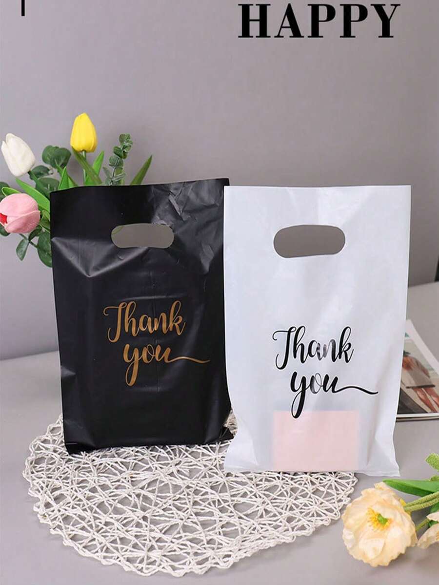20pcs/50pcs Gift Bags, Plastic Bags, Shopping Bags, Tote Bags, Supermarket Shopping Packaging Bags, Holiday Party Gift Packaging Bags