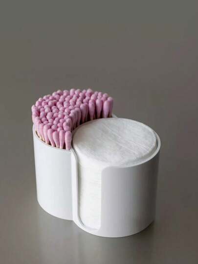 1 Pc Q-Tips Holder, Bathroom Cup Toothpick Dispenser, Q-Tips Round Paper Cup Toothpick Storage Box, Bathroom Accessory Storage Box, Vanity Makeup Storage Box Set