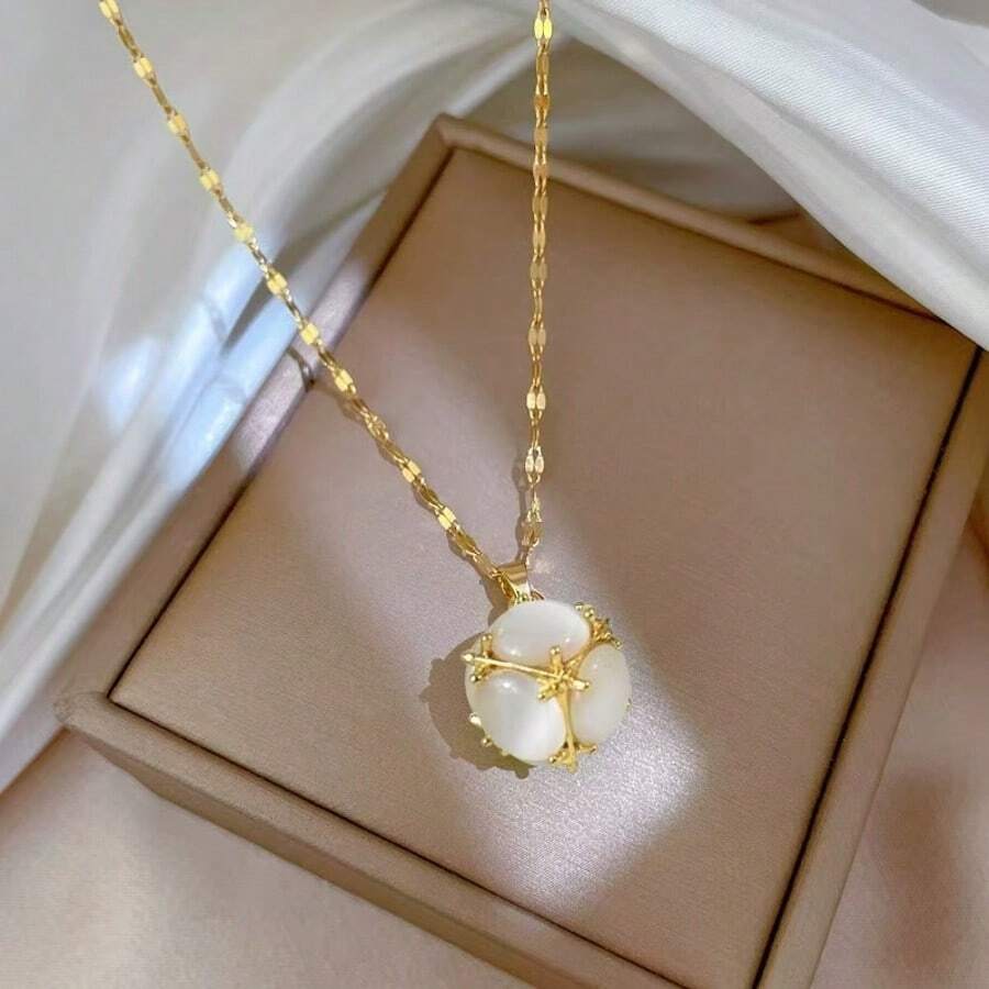 Naszyjnik z cyrkonii, eteryczny elegancki wszechstronny koreański styl unikalny design delikatny łańcuszek ze stali tytanowej, popularna sieć czerwony ten sam model