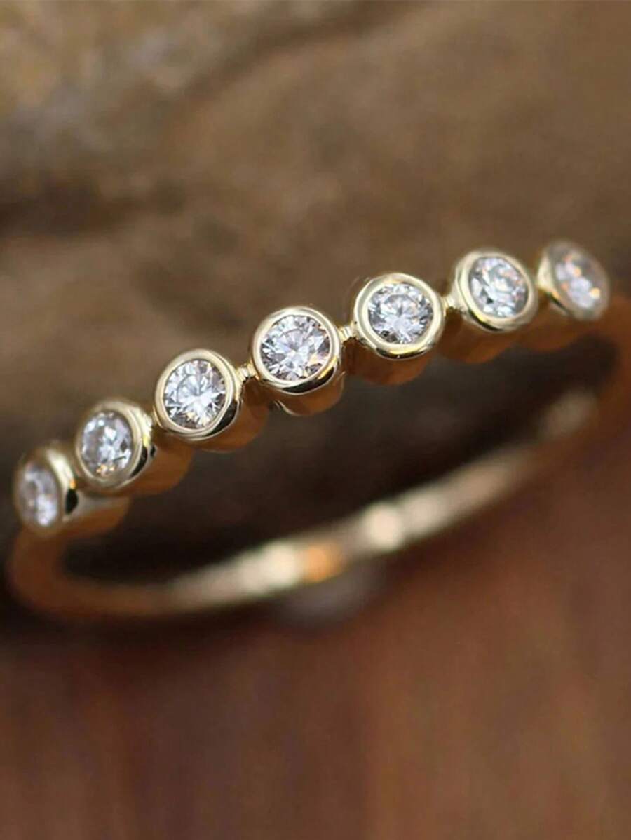1pc 925 Sterling Silver Luxury Round Zirconia Encrusted Classic Jewelry, Wedding Proposal Gifts For Her