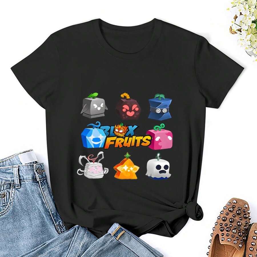 Women Blox Fruits Game Kids Tshirt Cartoon Printed Girls T-Shirt Fashion Casual Boys T Shirt White Summer Kawaii Short Sleeve Tops T Shirts Shirt Short Sleeves T Shirt Casual T Shirts Novelty Shirt Gr