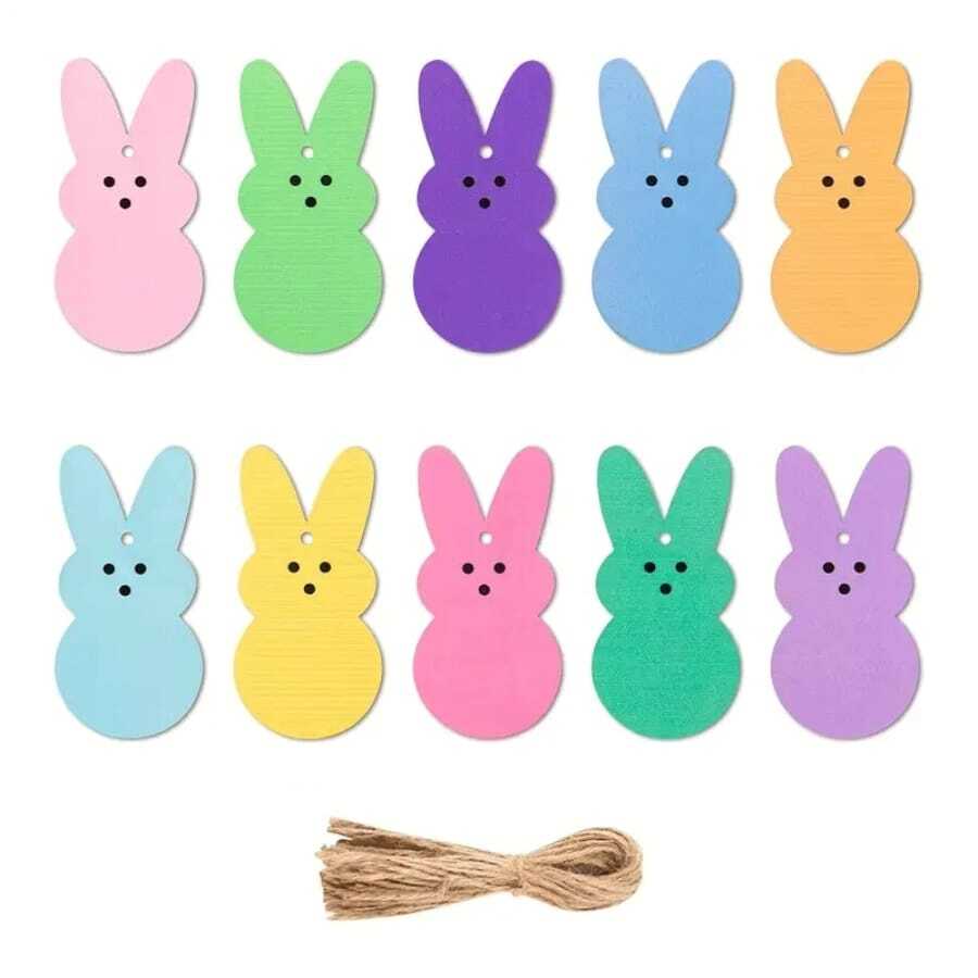 10pcs/Pack Colorful Easter Bunny Wooden Hanging Ornaments, Easter Party Supplies Home Decor