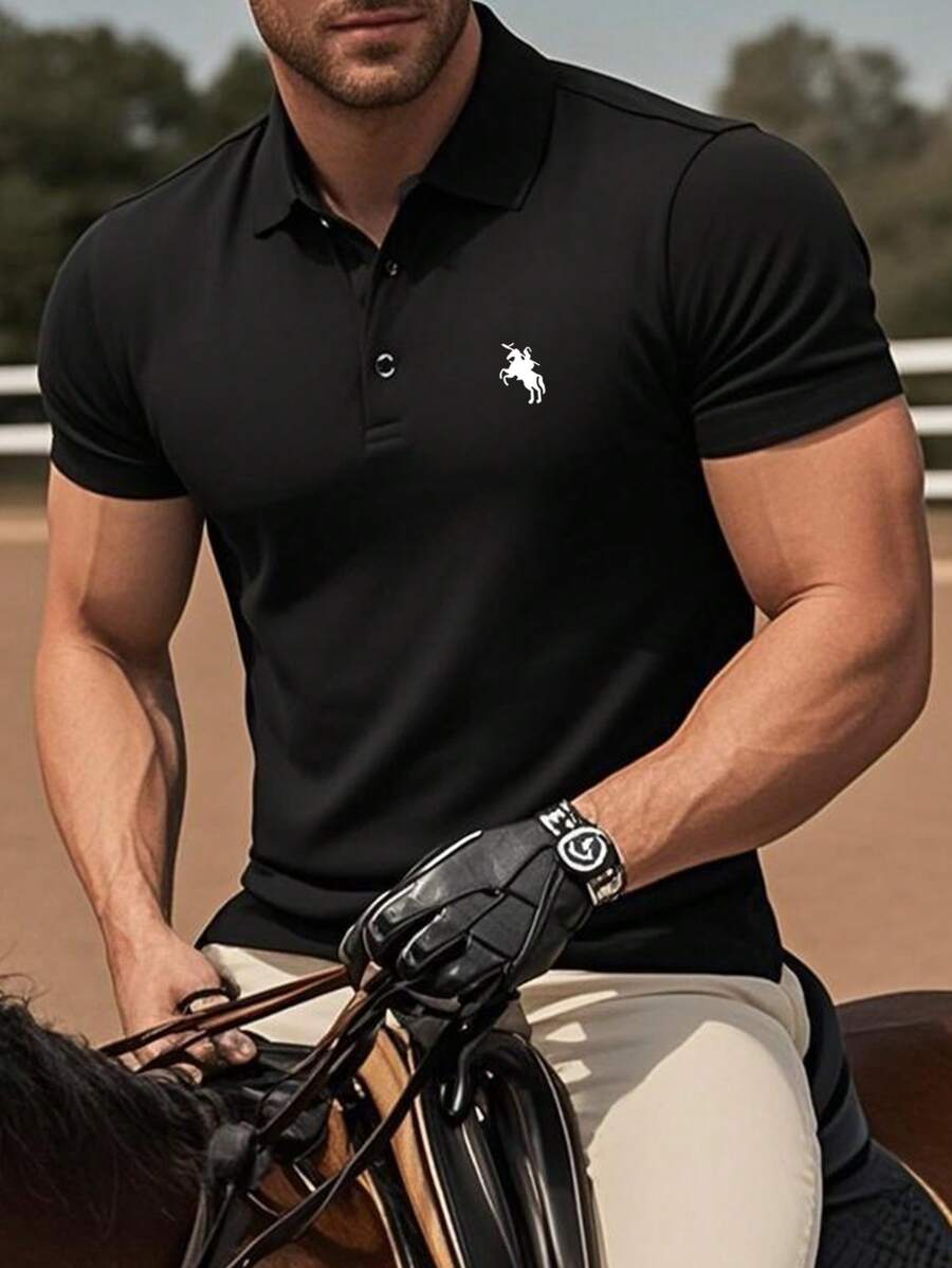 Men's Solid Color Short Sleeve Casual Polo Shirt, Simple & Fashionable For Everyday Wear